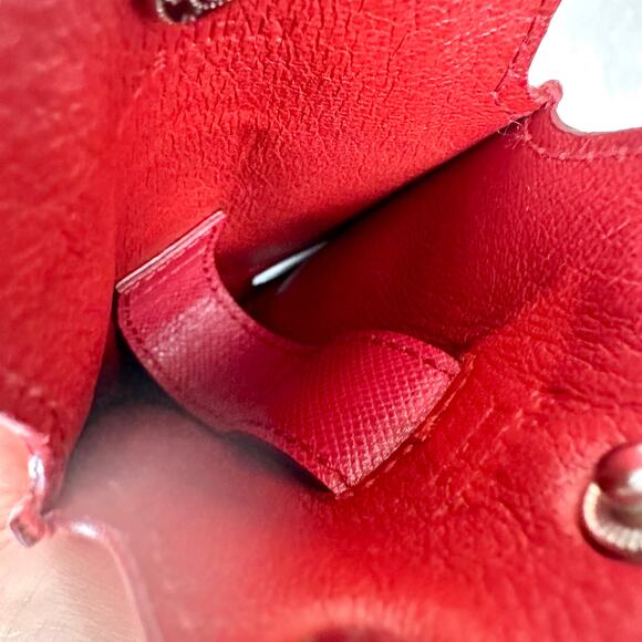 Prada red leather lanyard ID holder on chain - Picture 10 of 13